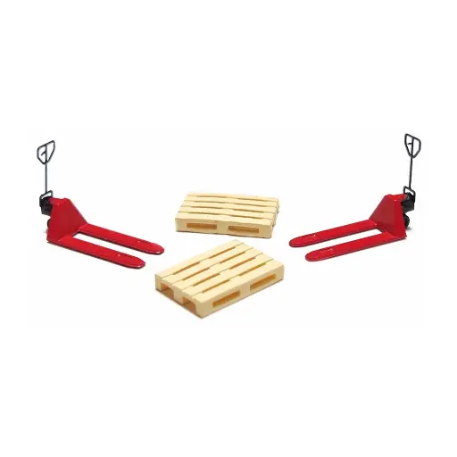 [87T221026] Transpalettes rouges et palettes Euro - 87TRAIN 221026 - HO 1/87