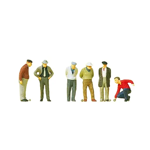 [PR10508] Lot de 6 joueurs de pétanque - Preiser 10508 - HO 1/87