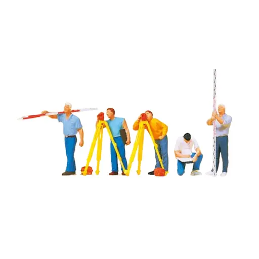 [PR10512] Lot de 5 Géomètres + Accessoires - Preiser 10512 - HO : 1/87