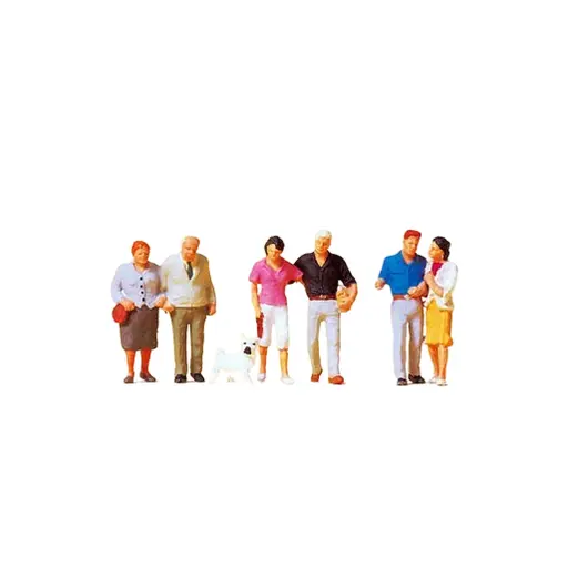 [PR10527] Lot de 3 couples et un chien - Preiser 10527 - HO 1/87
