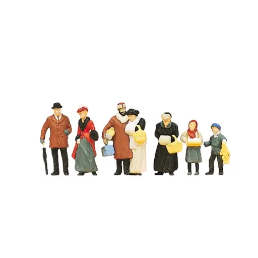 [PR12195] Lot de 7 personnages aux fêtes de Noël - Preiser 12195 - HO 1/87