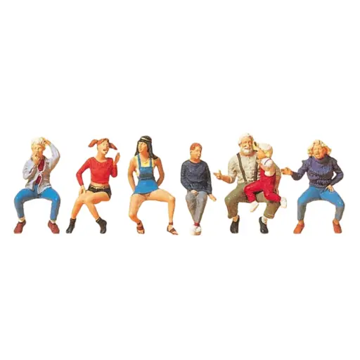[PR10536] Pack 7 figurines multi générationnelle Preiser 10536 - HO 1:87