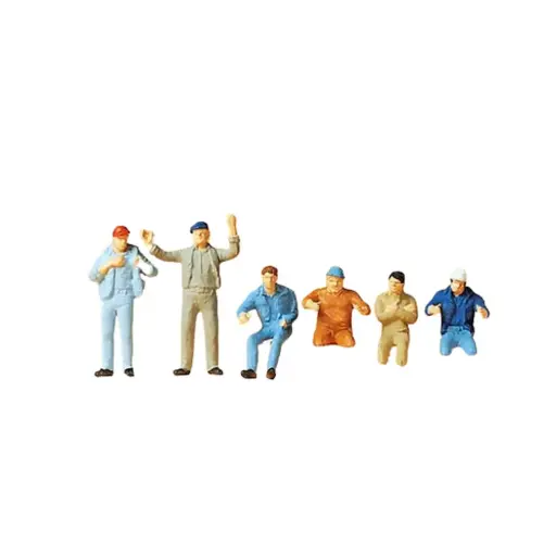 [PR14009] Lot de 6 personnages camionneurs dont 3 sans jambes - Preiser 14009 - HO 1/87