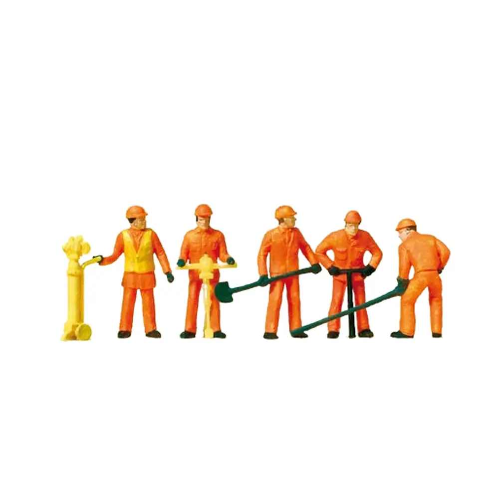 [PR14035] Pack de 5 Employés de la Voirie + Accessoires - Preiser 14035 - HO 1/87