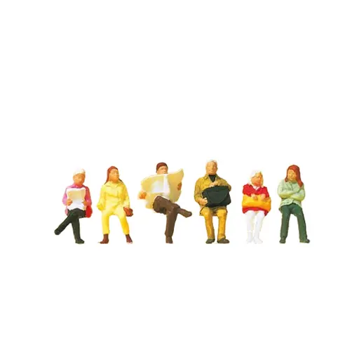 [PR14072] Lot de 6 Voyageurs Assis - Preiser 14072 - HO : 1/87