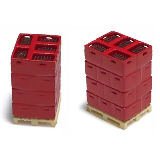 [87T221009] Lot de 2 palettes avec caisses rouges - 87TRAIN 221009 - HO 1/87