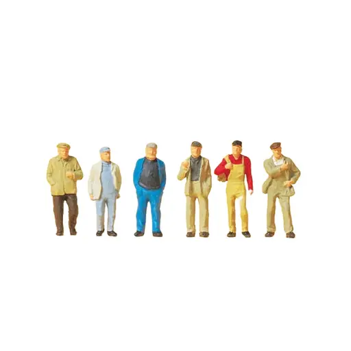 [PR14087] Lot de 6 personnages ouvriers en marche - Preiser 14087 - HO 1/87