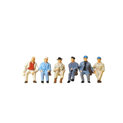 [PR14145] Lot de 6 Travailleurs Assis - Preiser 14145 - HO 1/87