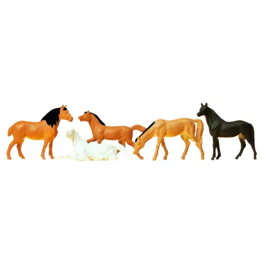 [PR14150] Lot de 5 Chevaux - PREISER 14150 - HO 1/87