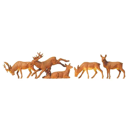 [PR14179] Lot de 5 cerfs - PREISER 14179 - HO 1/87