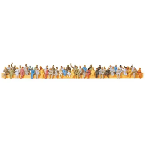 [PR14400] Pack de 48 Figurines - Passagers Assis - PREISER 14400 - HO : 1/87