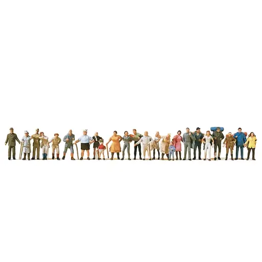 [PR14413] Lot de 24 Personnages Auto-Stoppers + Randonneurs - PREISER 14413 - HO : 1/87