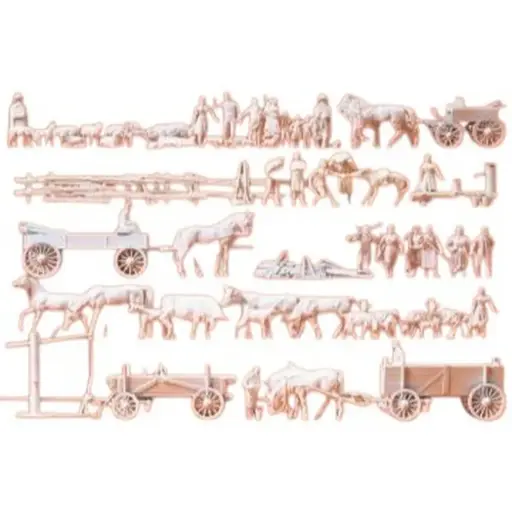 [PR16327] 60 Personnages & Animaux + Accessoires - A Peindre - Preiser 16327 - HO 1/87