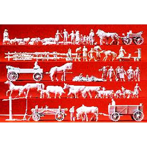 [PR16327] Pack de 60 Personnage & Animaux + Accessoires - A Peindre - PREISER 16327 - HO : 1/87