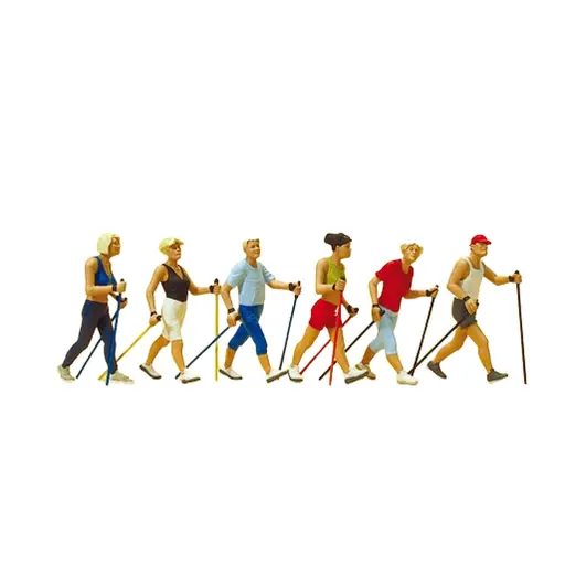[PR10575] Lot de 6 Personnages - La Marche Nordique - PREISER 10575 - HO : 1/87