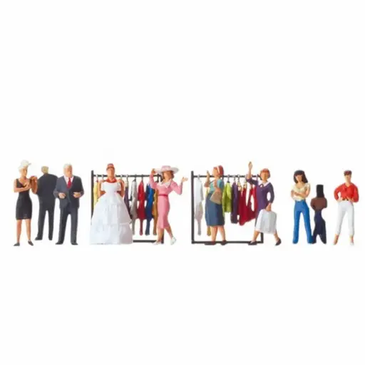 [PR10586] 8 personnages dans un magasin de vêtements - Preiser 10586 - HO 1/87