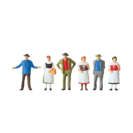 [PR14048] Lot de 6 personnages au marché du village - Preiser 14048 - HO 1/87