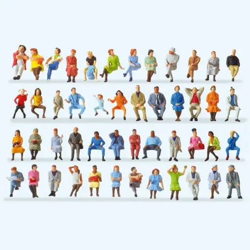 [PR14418] 48 voyageurs assis - Preiser 14418 - HO 1/87