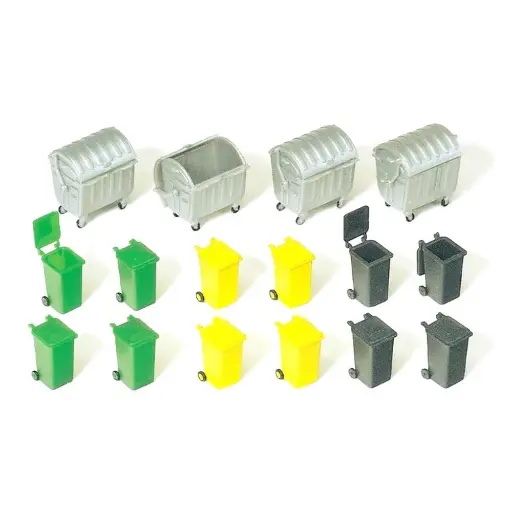 [PR17202] Poubelles et conteneurs à déchets - Preiser 17202 - HO 1/87