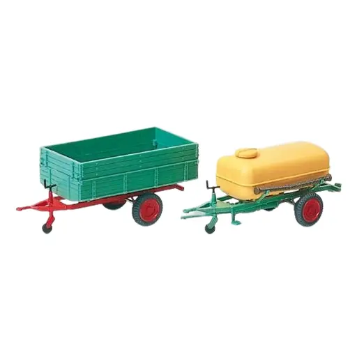 [PR17917] Remorque avec plate-forme de chargement et une remorque - Preiser 17917 - HO 1/87