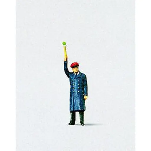 [PR28002] 1 personnage agent de circulation ferroviaire - Preiser 28002 - HO 1/87