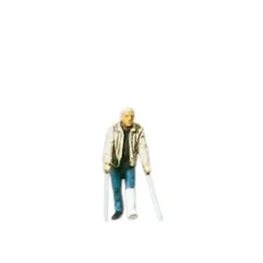 [PR28019] Passant avec plâtre + béquilles - Preiser 28019 - HO 1/87
