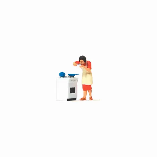 [PR28137] Personnage goûtant son plat - Preiser 28137 - HO 1/87