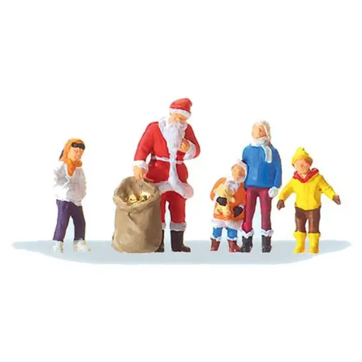 [PR29098] Lot de 4 Enfants + Père Noël - PREISER 29098 - HO : 1/87