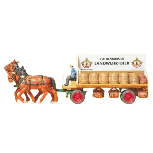 [PR30462] Wagon brasserie tiré par 2 chevaux - Preiser 30462 - HO 1/87