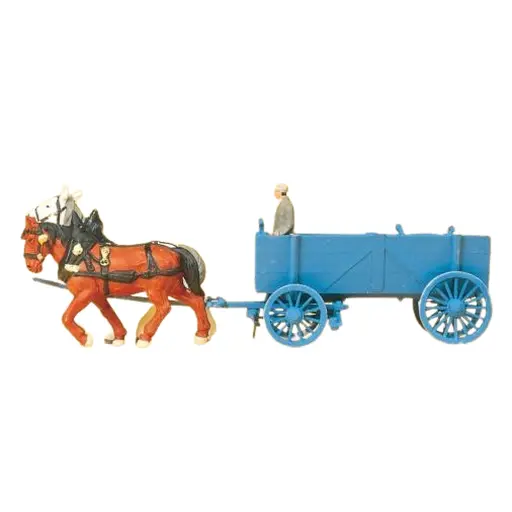 [PR30468] Charrette tirée par des chevaux - Preiser 30468 - HO 1/87