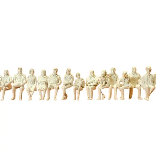 [PR63001] Pack de 15 Voyageurs Assis - A Peindre - Preiser 63001 - I: 1/32