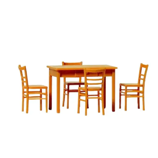 [PR65809] Table et 4 chaises, brun
