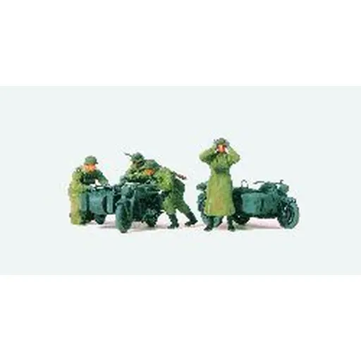 [PR72539] Motards allemands avec moto et sidecar - PREISER 72539 - 1/72
