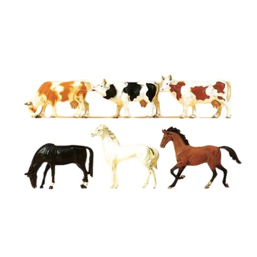 [PR75019] Chevaux et vaches - Preiser 75019 - TT 1/120