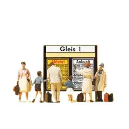 [PR79145] Pack de 6 Voyageurs Devant Affichage - Preiser 79145 - N: 1/160