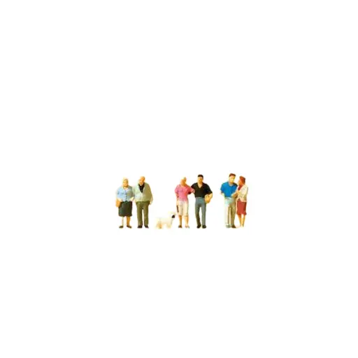 [PR79209] Lot de 3 Couples + Chien - Preiser 79209 - N: 1/160
