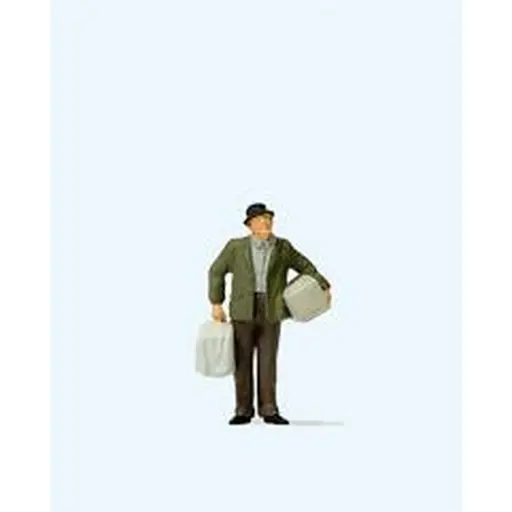 [PR28160] Personnage homme avec cages à oiseaux - Preiser 28160 - HO 1/87
