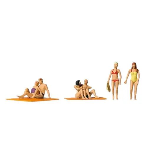 [PR10671] 6 personnages à la plage avec serviettes - Preiser 10671 - HO 1/87