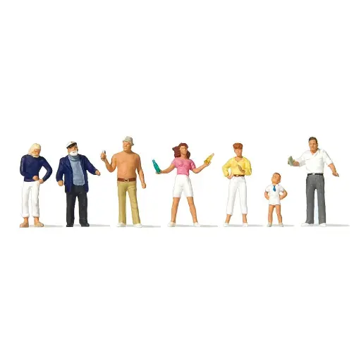 [PR10690] Lot de 7 personnages au kiosque Preiser 10690 - HO : 1/87