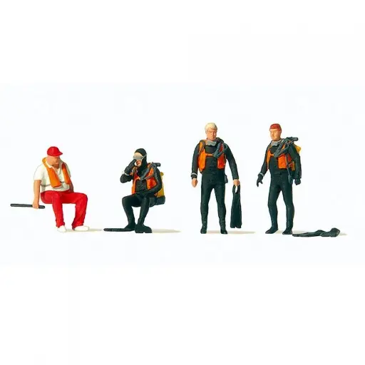 [PR10693] Lot de 4 personnages plongeurs Preiser 10693 - HO : 1/87
