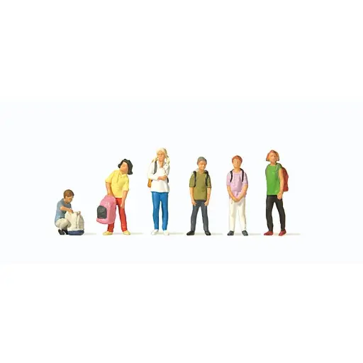 [PR10728] Lot de 6 personnages écoliers Preiser 10728 - HO : 1/87