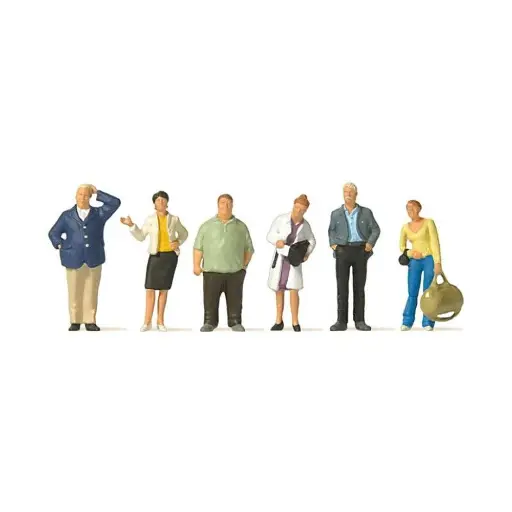 [PR10734] Lot de 6 personnages en quai de gare Preiser 10734 - HO : 1/87
