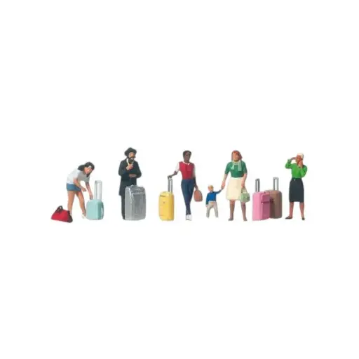 [PR10795] 6 personnages voyageurs en tenue décontracté - Preiser 10795 - HO 1/87