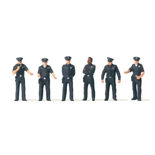 [PR10799] Lot de 6 personnages Policiers en uniforme Preiser 10799 - HO : 1/87