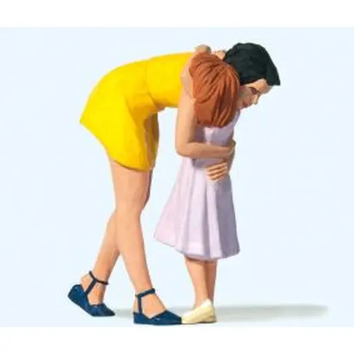 [PR44942] Lot de 2 personnages enlacés femme et fillette Preiser 44942 - G : 1/22.5