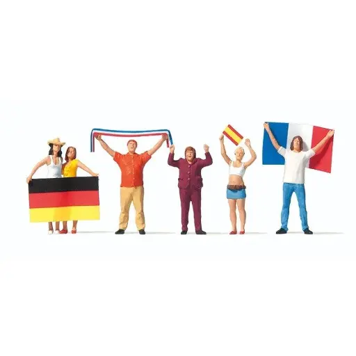 [PR10745] Lot de 6 Fans de Foot - HO 1:87 - PREISER 10745