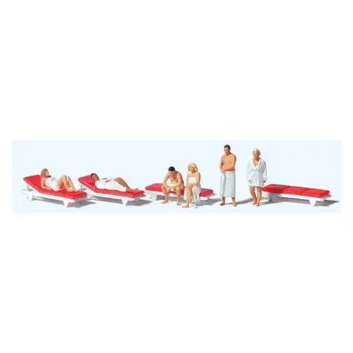 [PR10801] Lot de 6 Personnages au Sauna PREISER 10801 - HO 1:87