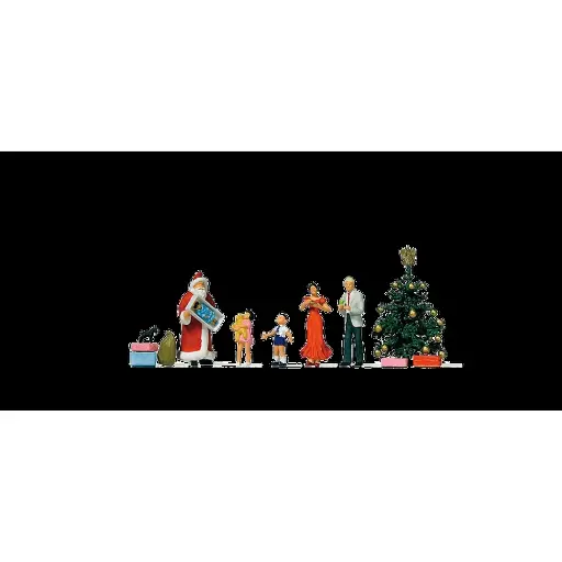 [PR10652] Lot de personnage de Noël avec accessoires PREISER 10652 HO 1/87