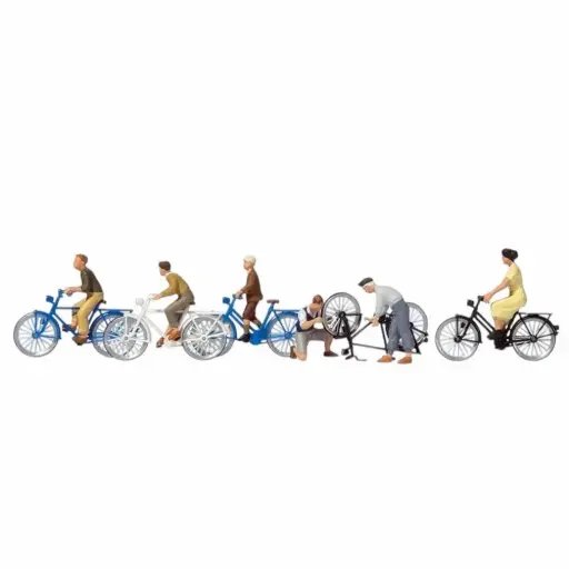 [PR10716] Lot de 6 personnage à Vélo PREISER 10716 HO 1/87