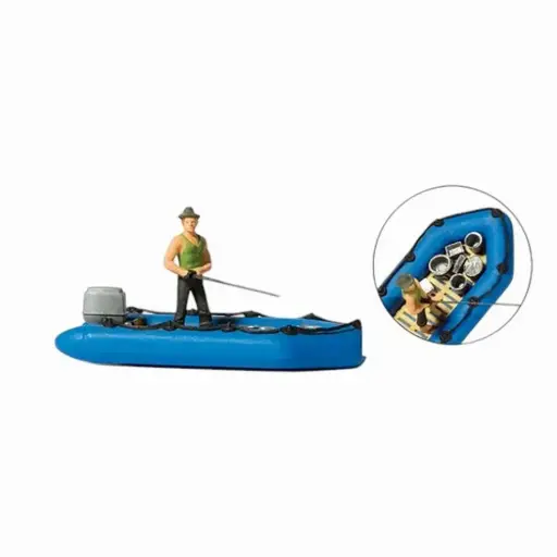 [PR10687] Pêcheur et bateau pneumatique PREISER 10687 - HO 1/87